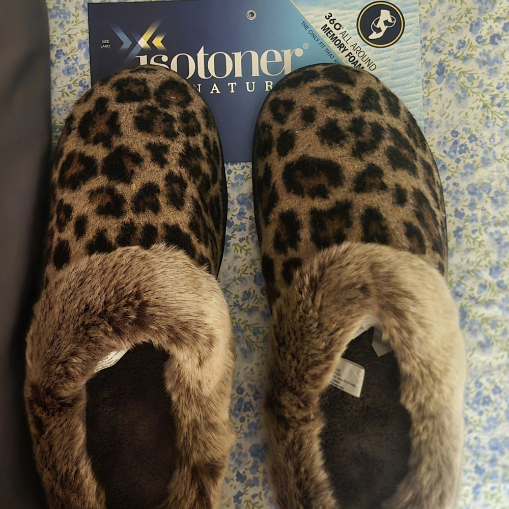 Isotoner Animal Print Faux Fur Slippers
